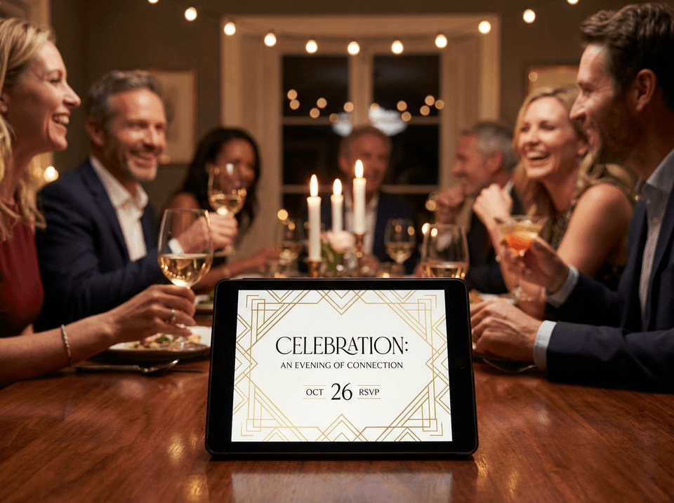 Sophisticated adult birthday celebration reflecting the style of birthday party planning ai