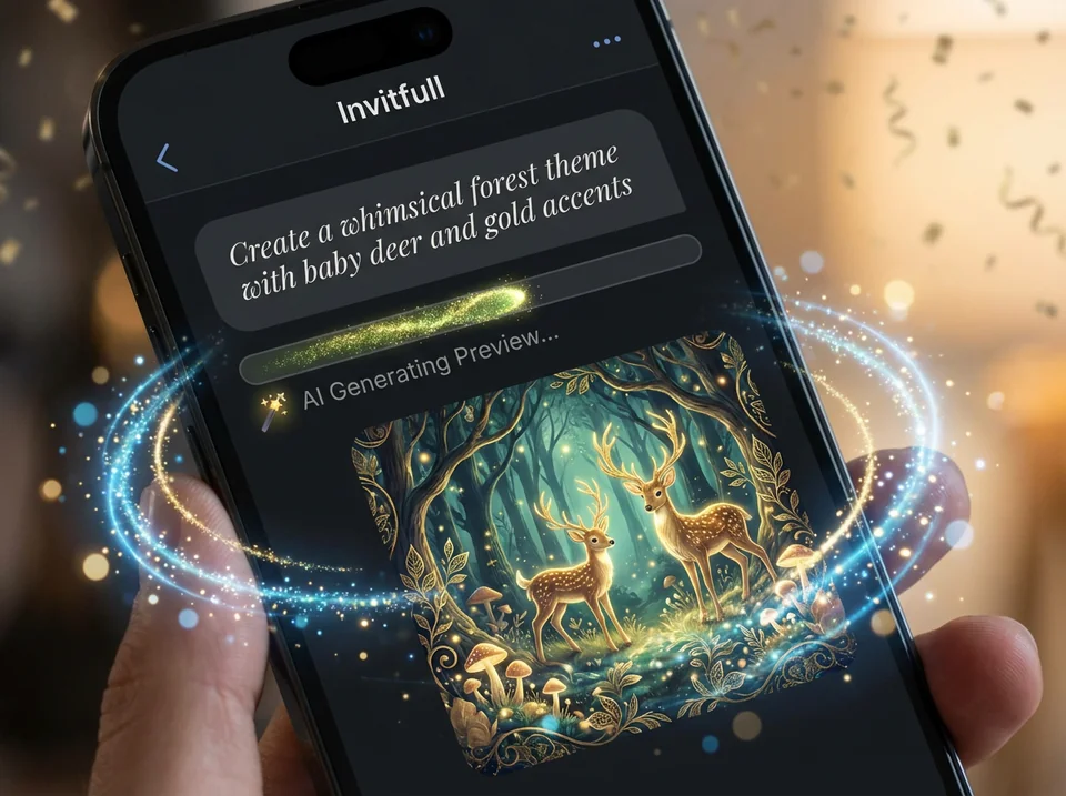 Creating a couples baby shower invite using the Invitfull chat-based AI interface