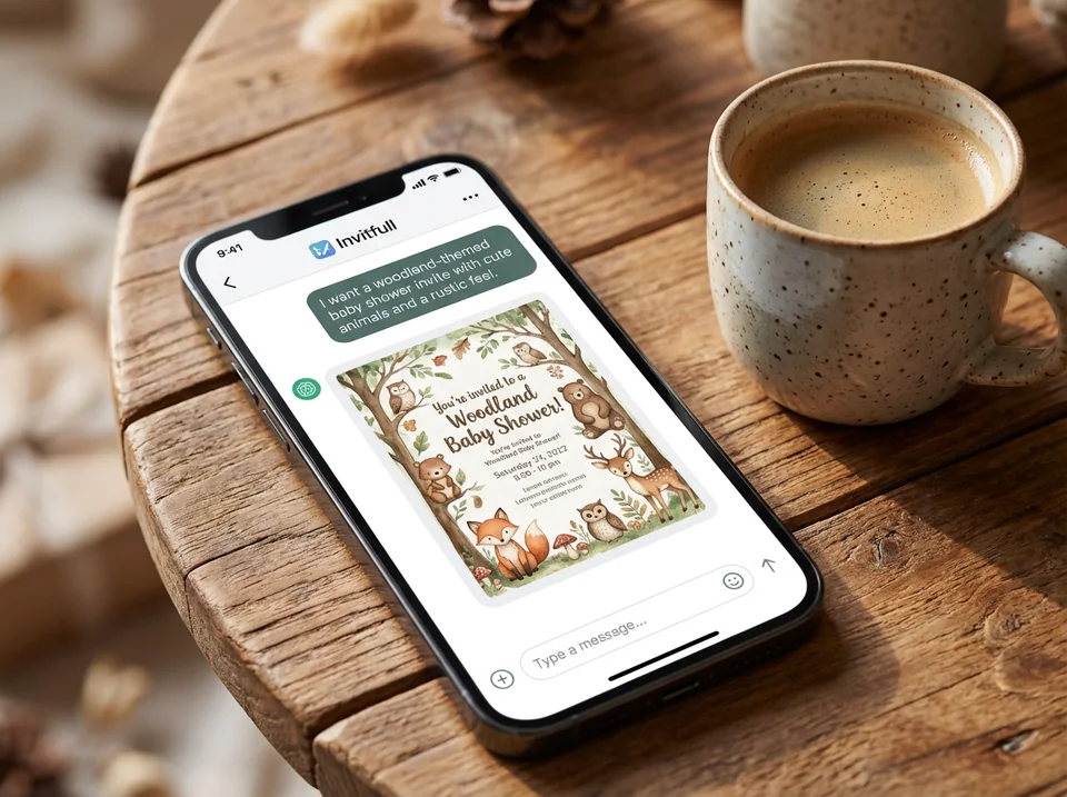 Creating first baby shower invitations via a simple chat interface