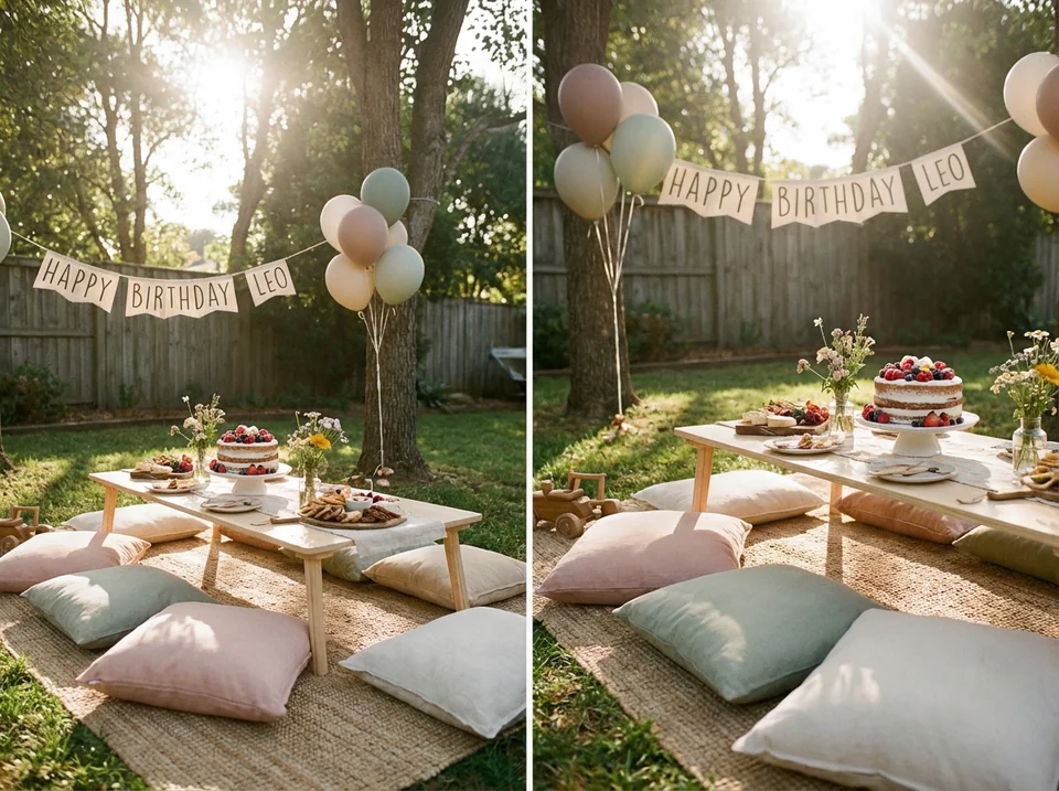 Cozy backyard picnic setup perfect for small kids birthday party invitations inspiration